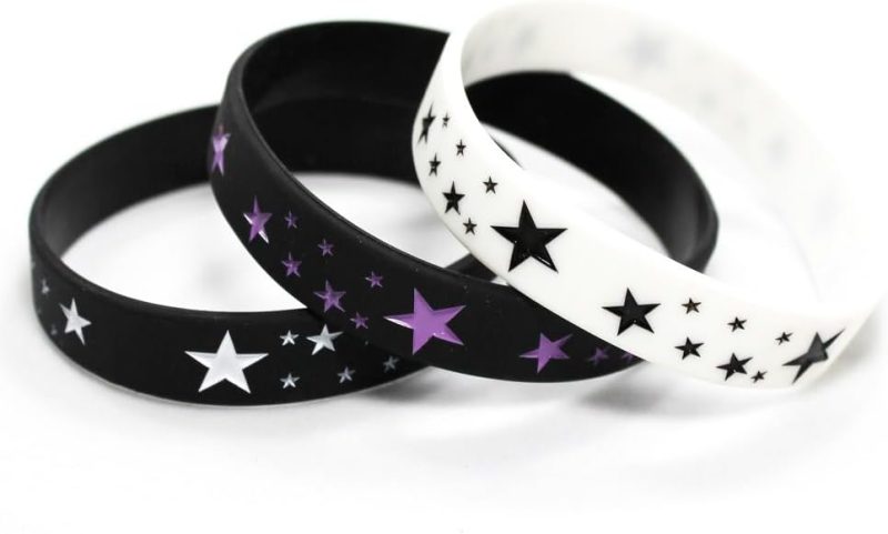 Silicone Wristbands Bracelets Poker Star  Funny Wristbands Decoration for Women Men Teen Friends Gift-3Pcs Star - Image 2