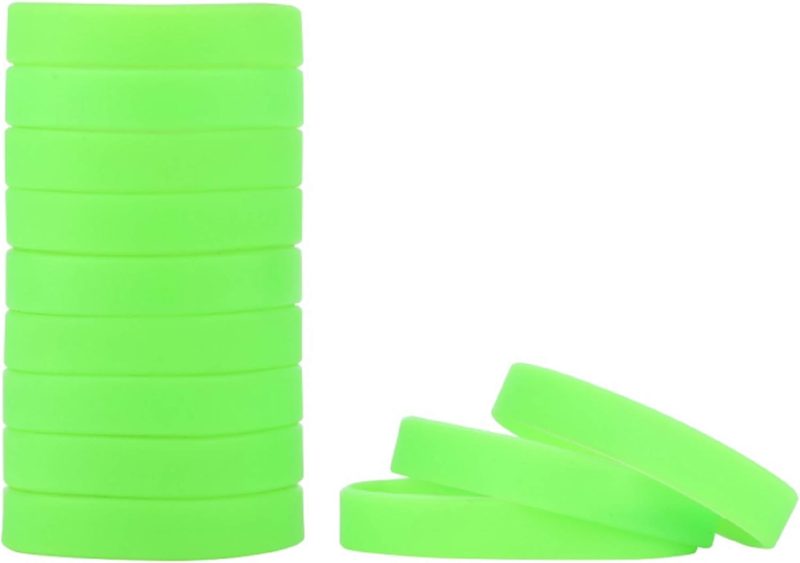 12Pcs Silicone Wristband Bracelet Blank Sports Wristbands Rubber Personalized Custom Wrist Bracelets (Light Green)