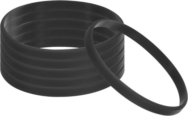 Silicone Bracelets, 6 Pack Colored Rubber Wristbands Blank Stretch Sports Bands for Adults Teen Sports Team Games, Black