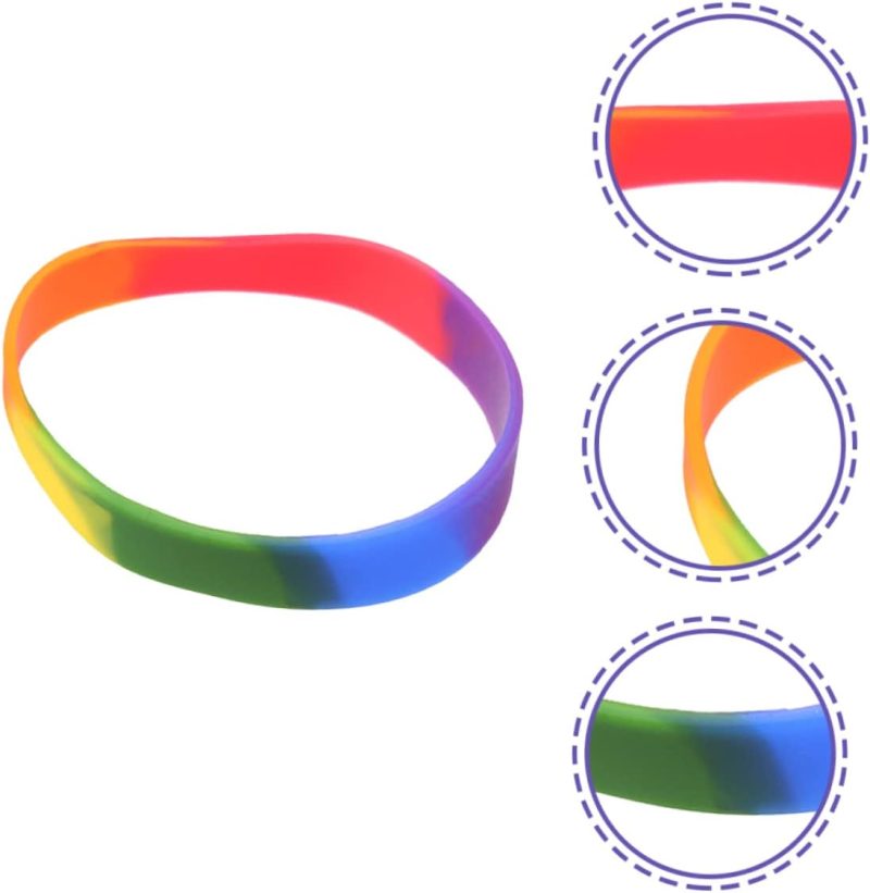 12Pcs Rainbow Silicone  Bracelets Wristbands for Events Comfortable Wear Birthdays and Celebrations for Daily Use and Special - Image 2