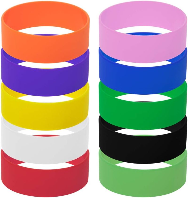 10 PCS Wide Silicone Wristbands, Rubber Bracelets, Party Favors