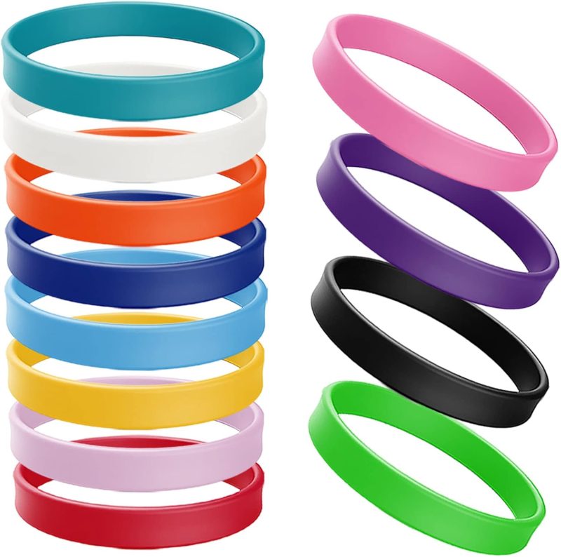 Wholesale Rubber Bracelets Solid Color Silicone Wristbands Blank Stretch Silicone Wristbands Colorful Rubber Bracelets for Women Men Gifts