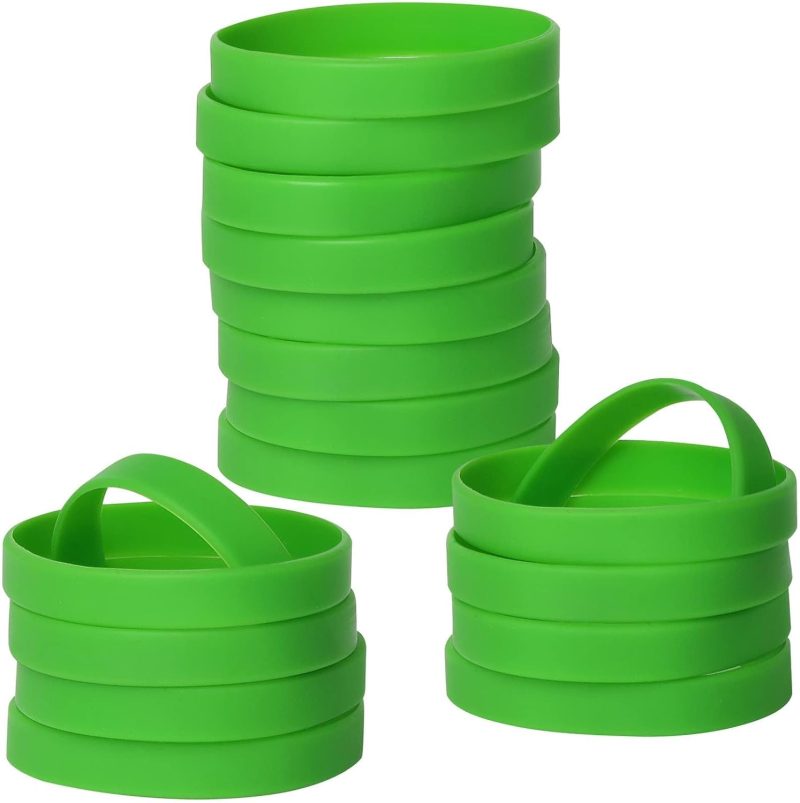 50 pcs Green Silicone Elastic Wristbands, Customizable Blank Rubber Wrist bands Wholesale Bulk Bracelets