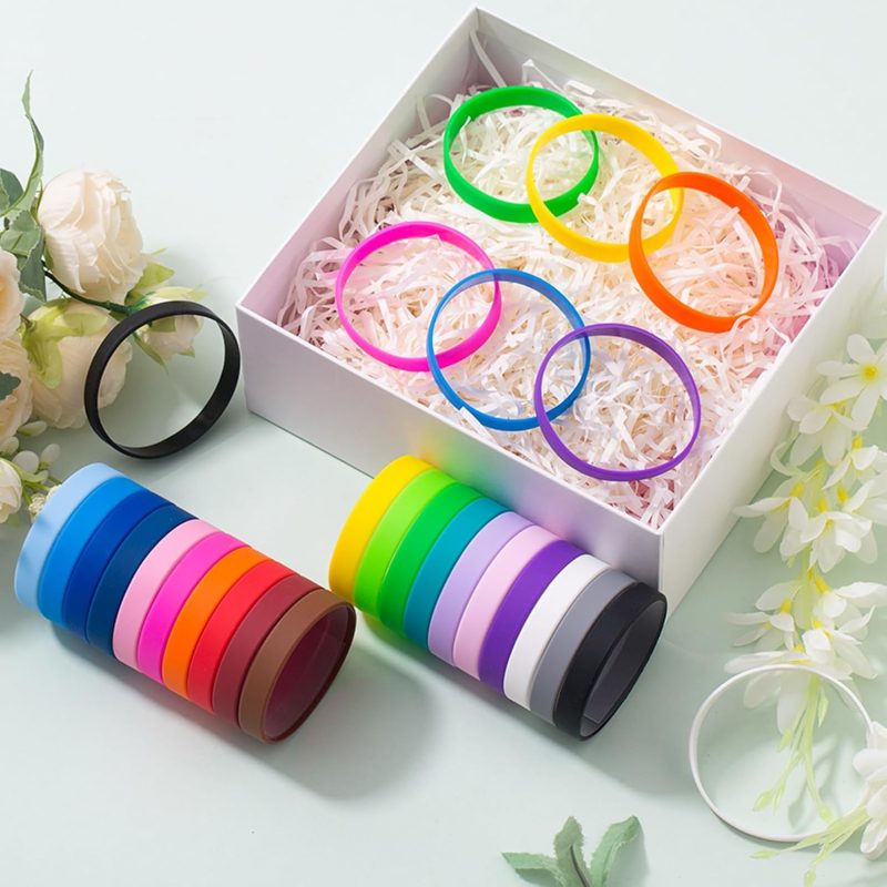 20 Pieces Rubber Bracelets Solid Color Silicone Wristbands Colored Rubber Stretch Bracelets for Women Men Teen Gifts - Image 2
