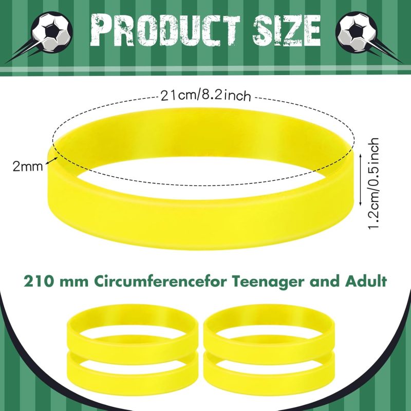 100 Pcs Solid Color Rubber Wristbands Rubber Bracelets Silicone Wristbands Sports Bracelets Bulk Adult Wrist Bands for Event Women Men Party Decorations(Yellow) - Image 2